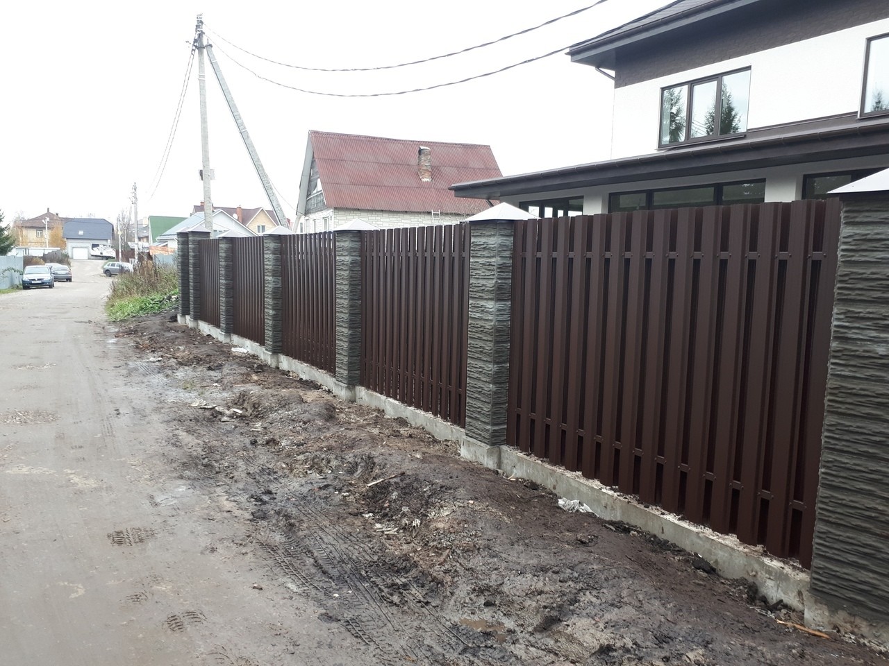 Забор шахматка 40м из штакетника столбы под камень в Осинцево