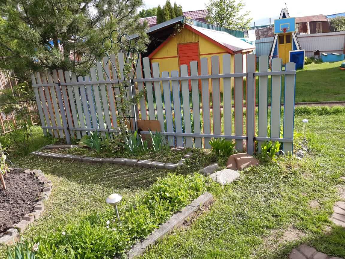 забор из разноцветного штакетника односторонний фото3 в Осинцево