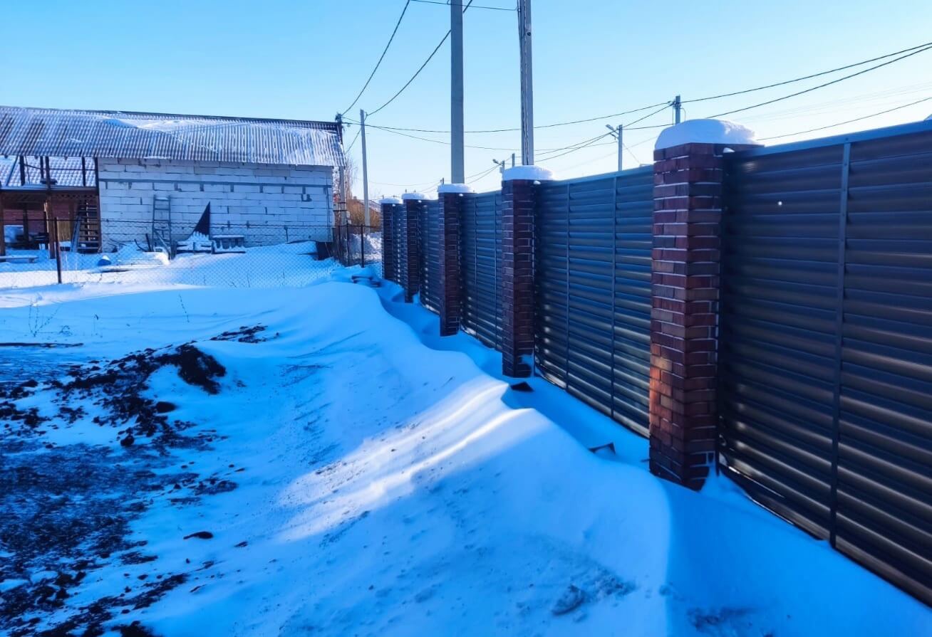 Забор-жалюзи с ламелями еврожалюзи 34м RAL7024/7024 Серый Графит двусторонний фото 1 в Осинцево