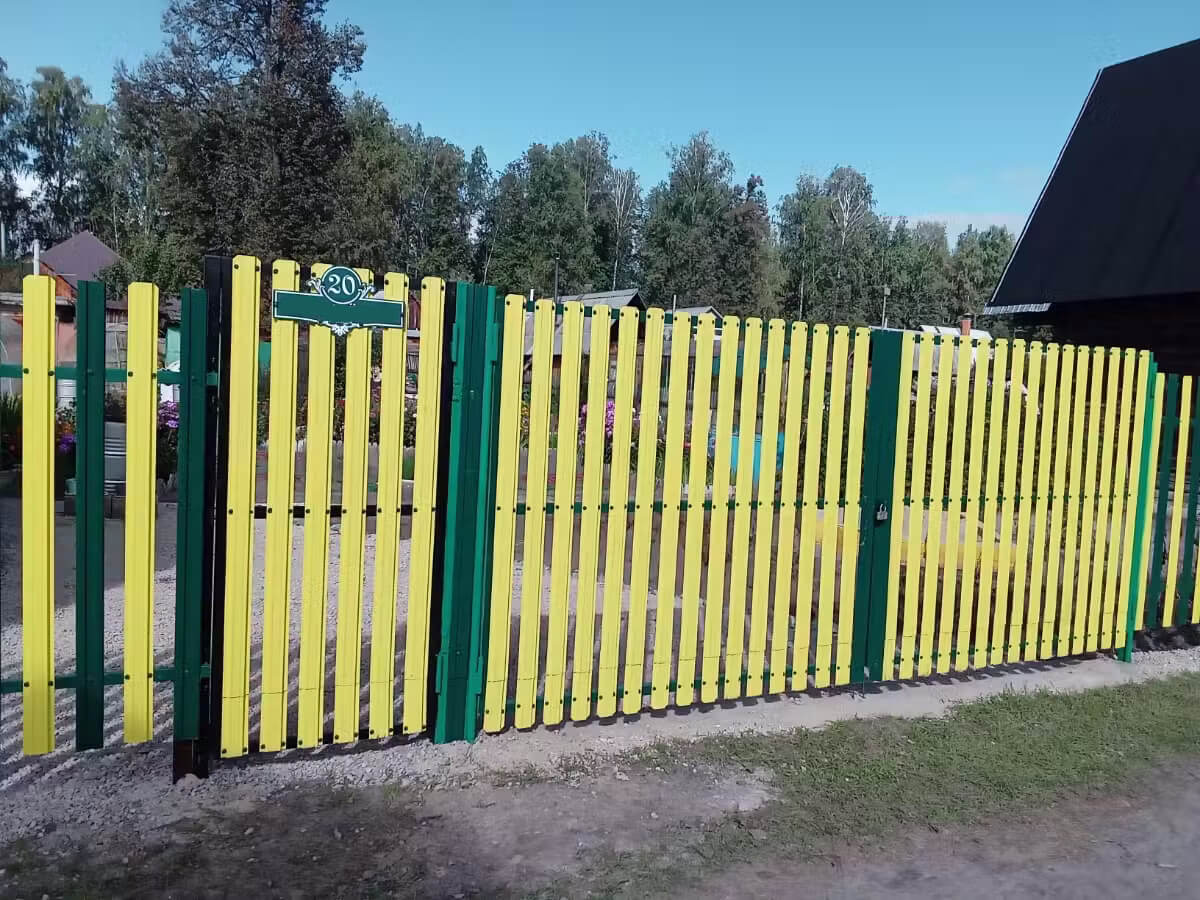 Забор из евроштакетника 13м RAL1018 Желтый в Осинцево
